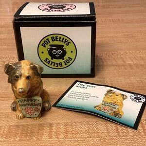 Pot Bellys Figurine Dog Days “Kisses” Anniversary Mini Figurine Trinket Box *NEW